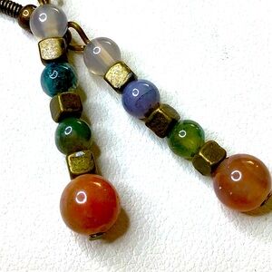 Fancy Jasper & Brass Earrings.